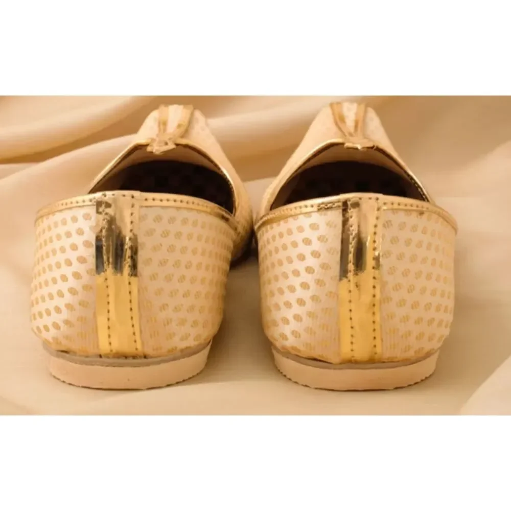 Manyavar Rich Gold Buta Patterned Juti Indian Shoes Sz 09 no 25.3 cm